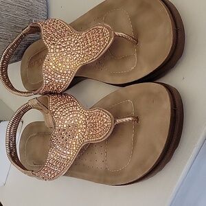 Annie Comfort Elegant Rose Gold Beaded Women's Sandals SZ 7M